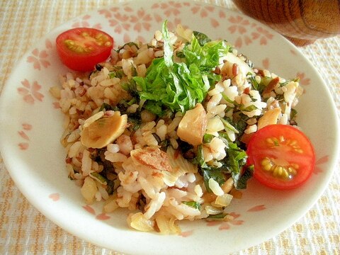 エリンギと大葉と雑穀米で！ヘルシー中華チャーハン♪